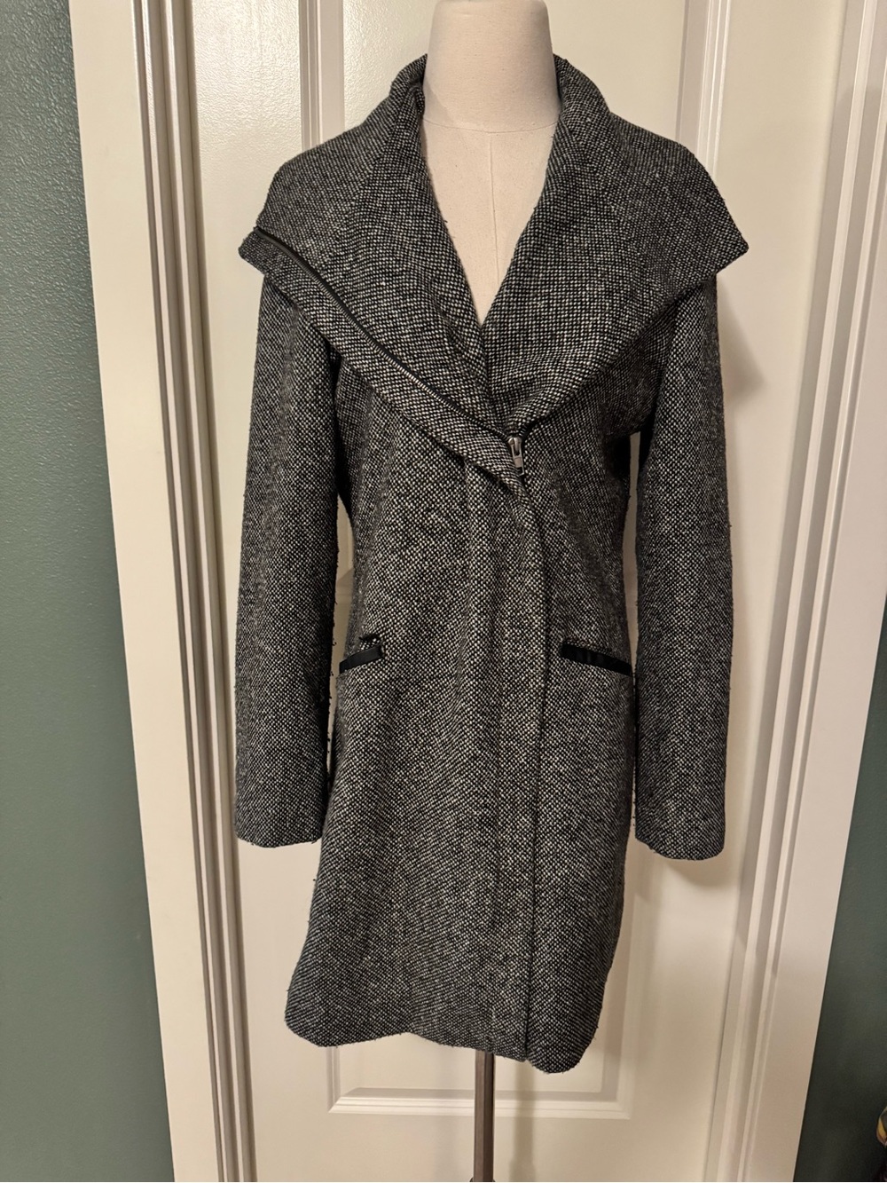 lovestitch Charcoal Tweed Long Trench Coat